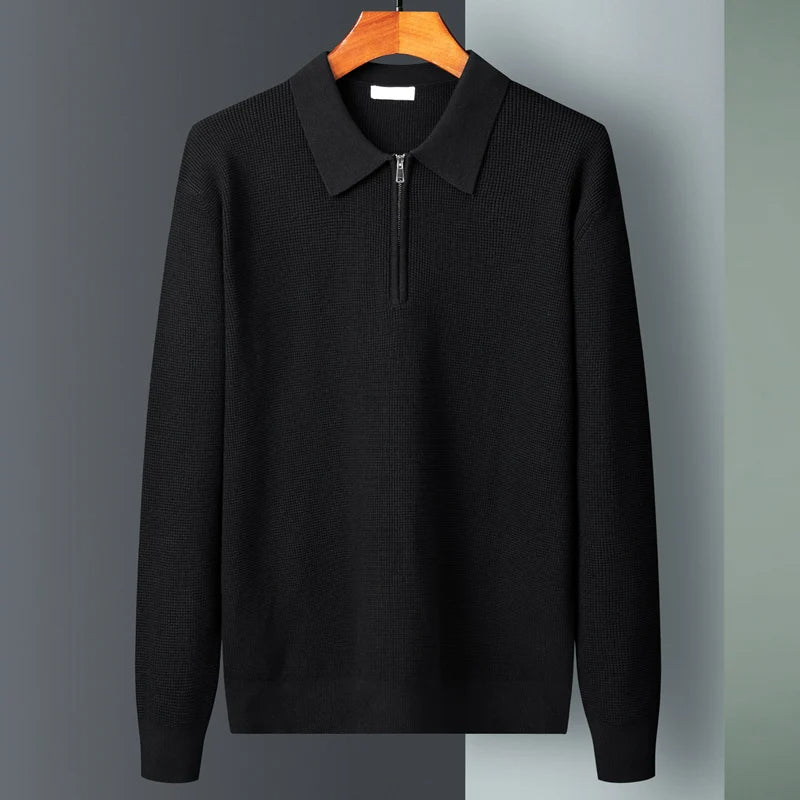 Hampton - Polo de malha waffle com meio fecho