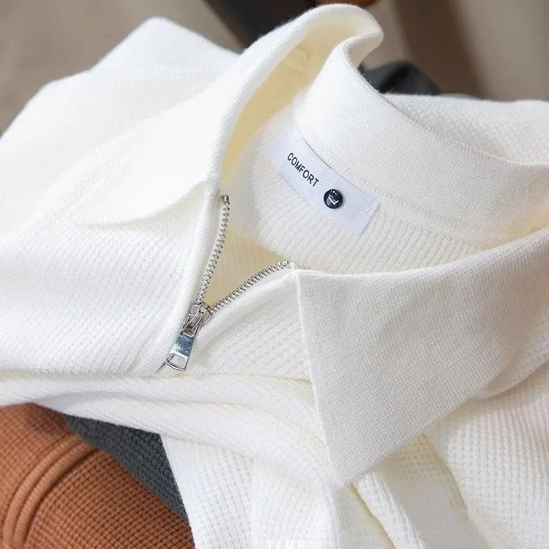 Hampton - Polo de malha waffle com meio fecho