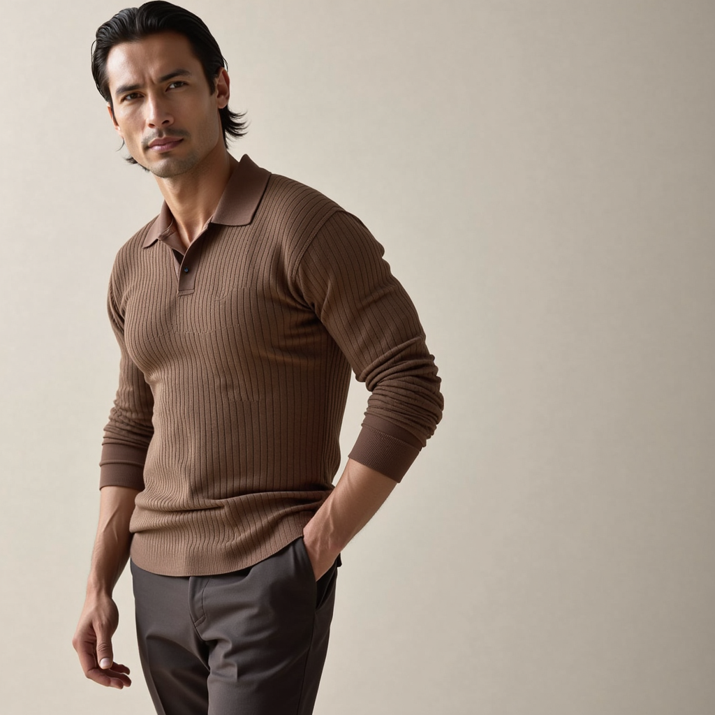 Walter - Slim fit-poloshirt med lange ærmer