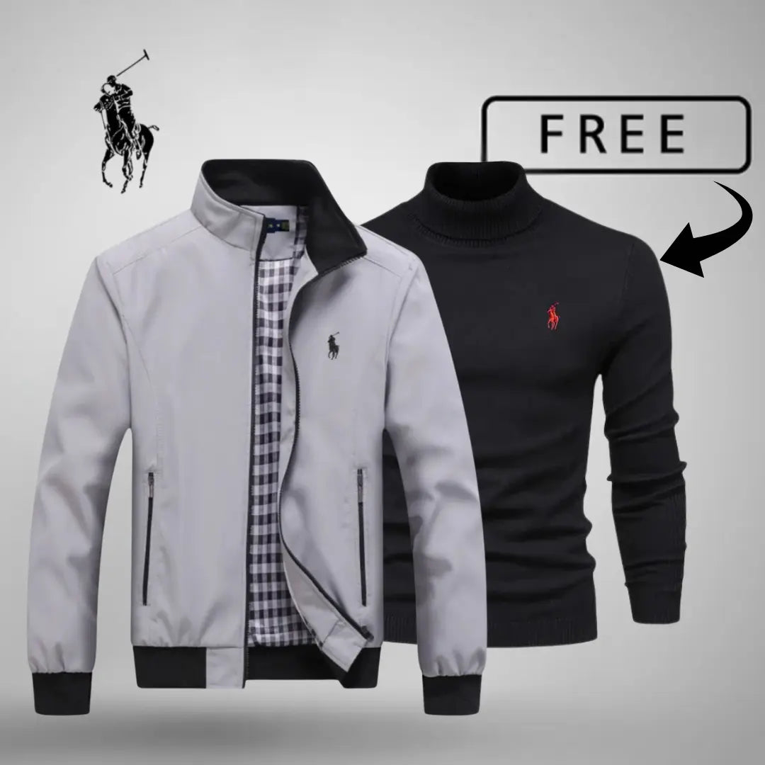 Casual-bomberjakke med lynlås™ Premium + GRATIS jumper eller skjorte (dit valg)