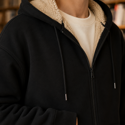 Kapuzenpullover mit Sherpa-Futter und durchgehendem Reißverschluss
