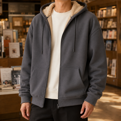 Kapuzenpullover mit Sherpa-Futter und durchgehendem Reißverschluss