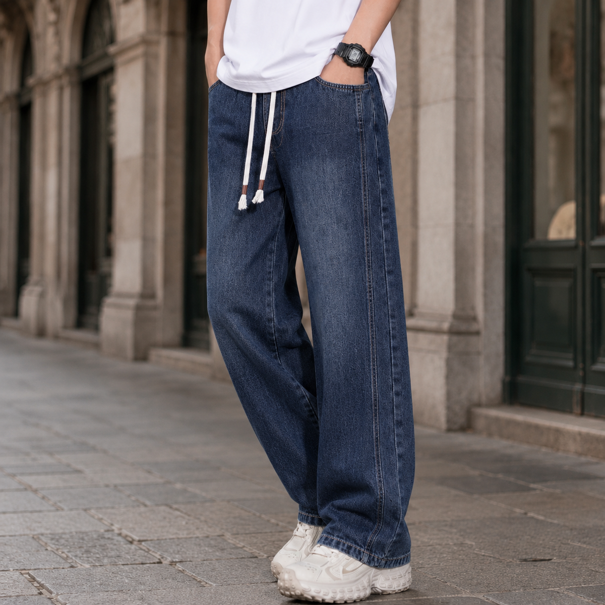 Jeans mit weitem Bein und entspannter Passform