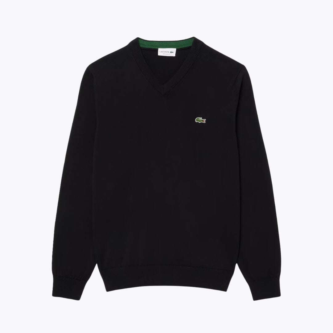 LC Ensfarvet sweater i bomuld med V-udskæring