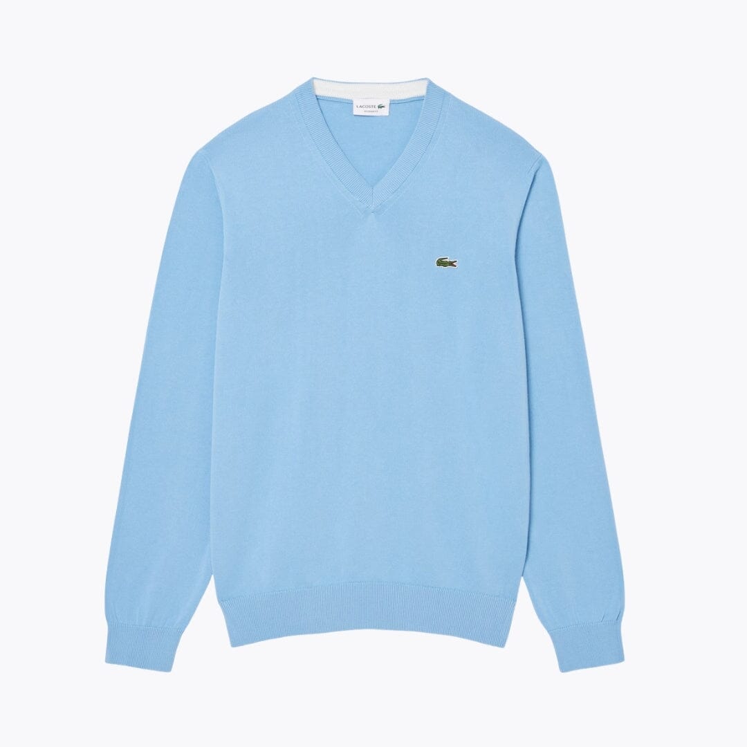 LC Ensfarvet sweater i bomuld med V-udskæring