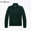 Pull RL en cachemire à maille torsadée et à fermeture quart de zip