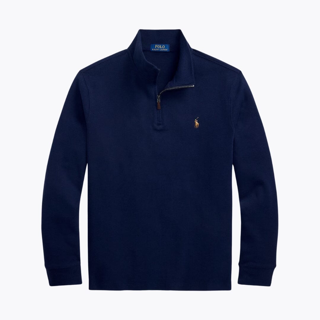 RL pullover med kvart lynlås i Estate-rib
