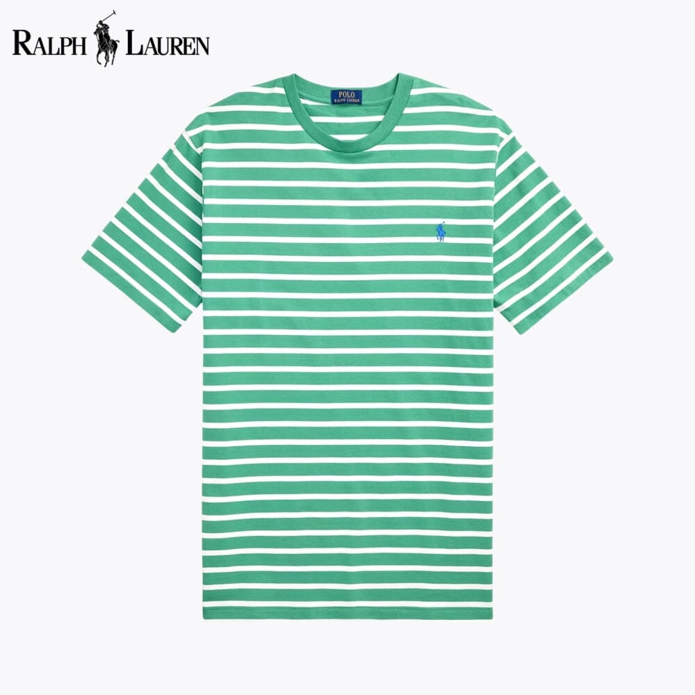 Camiseta de punto de rayas con cuello redondo RL