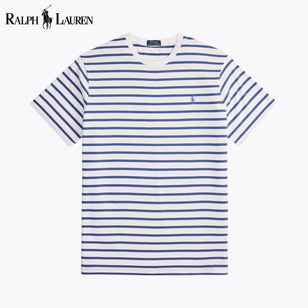 Camiseta de punto de rayas con cuello redondo RL