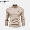 RL gerippter Wollpullover mit Rollkragen und Zopfmuster