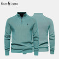 Pull en laine tricotée à torsades zippé RL